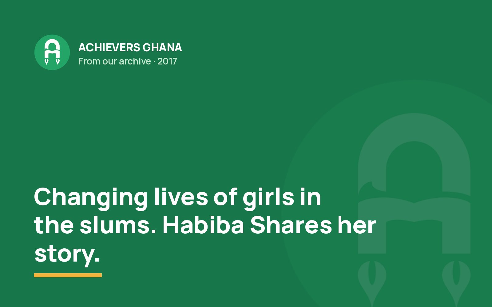Changing lives of girls in the slums. Habiba Shares her story.