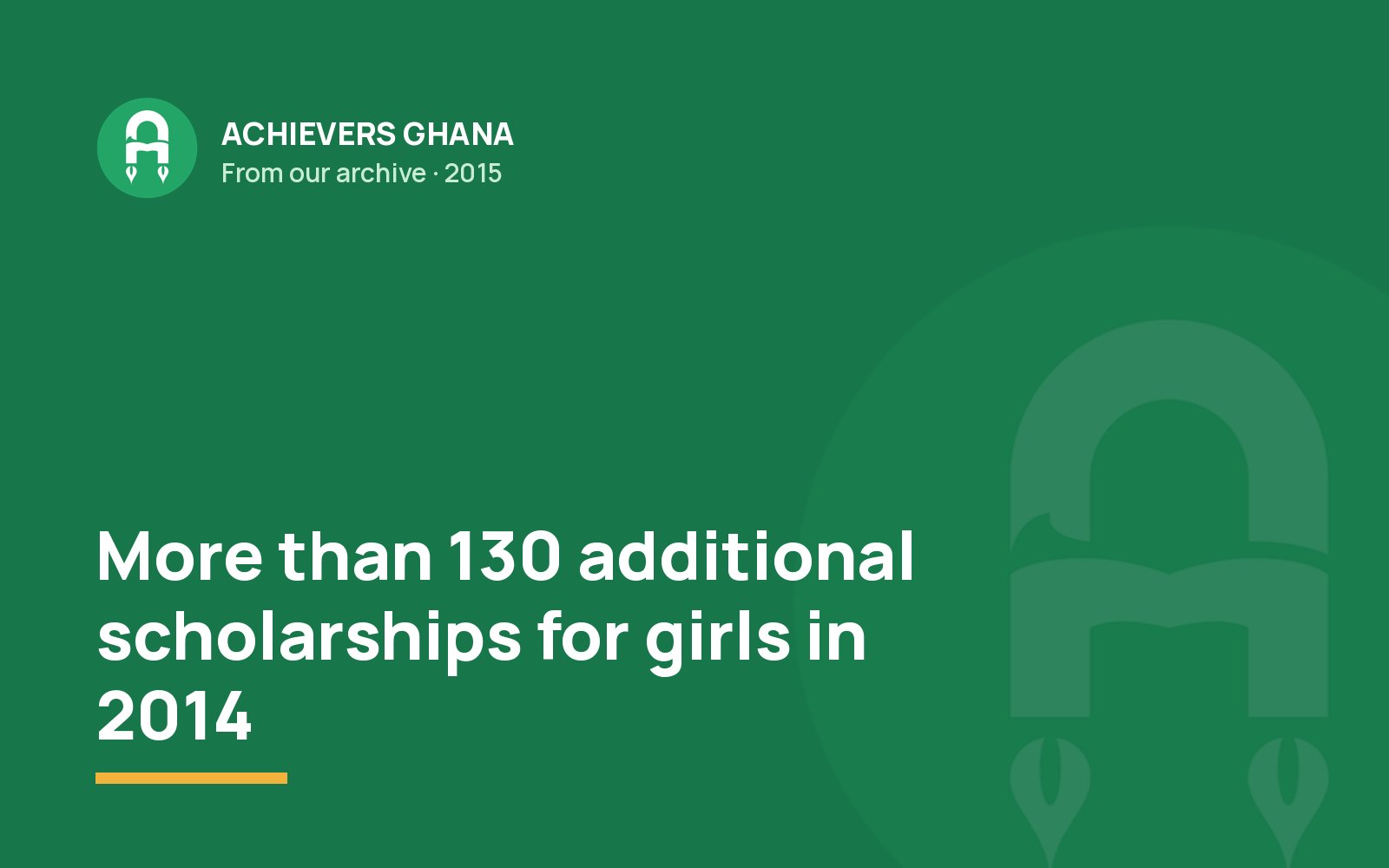 More than 130 additional scholarships for girls in 2014