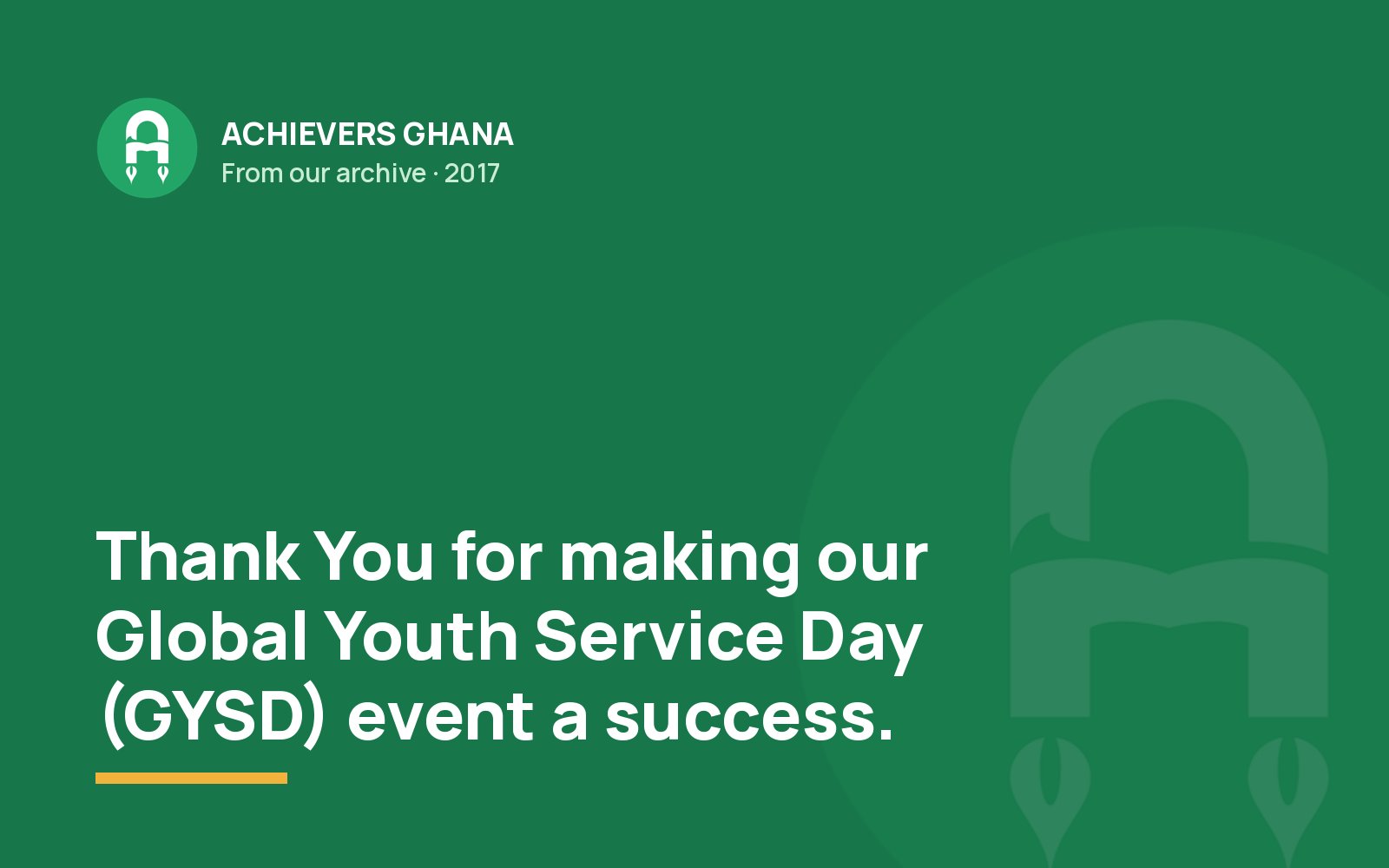 Thank You for making our Global Youth Service Day (GYSD) event a success.